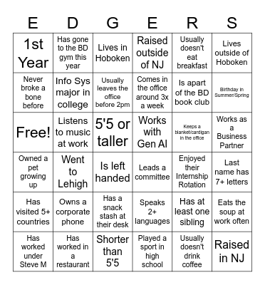 Edge Bingo Card