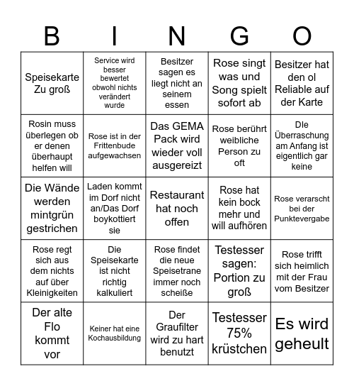 Rosins Goldene Öfen Bingo Card