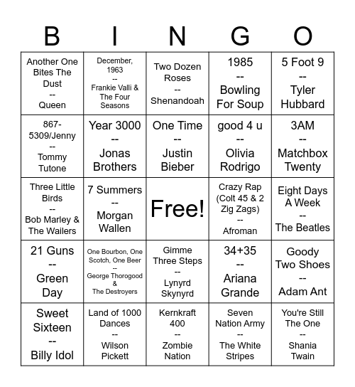 B1NG0 Bingo Card