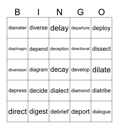 Sufixes Bingo Card