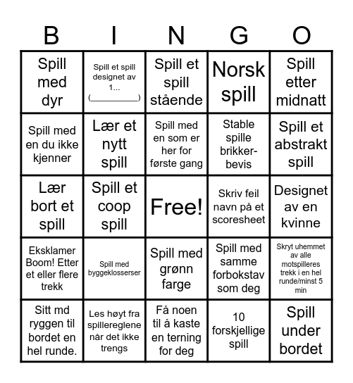 Spill-o- Bingo Card