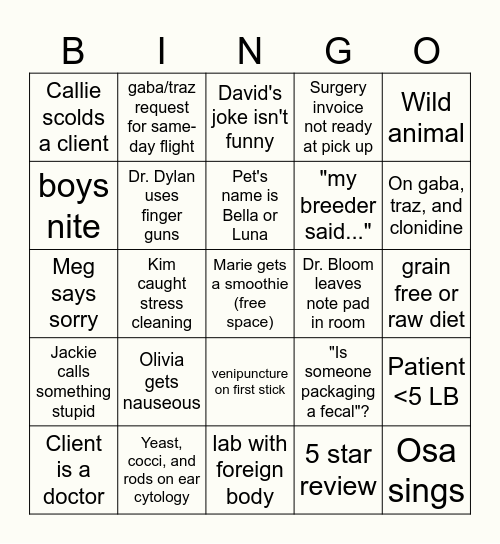 BVC BINGO Card