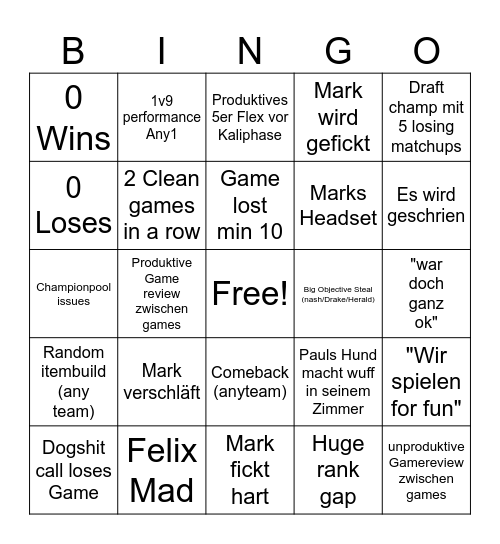 MTD Kali Bingo Card