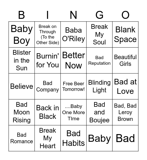 zThe B Side Bingo Card