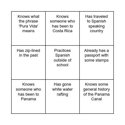 Ice breaker BINGO! Bingo Card