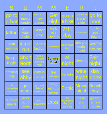 SUMMER 2024 Bingo Card