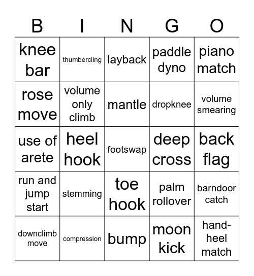 techniques Bingo Card