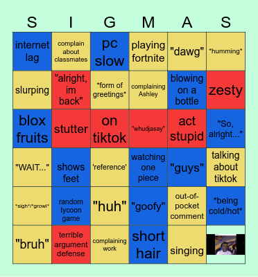 Crazy Hamburger Bingo Card