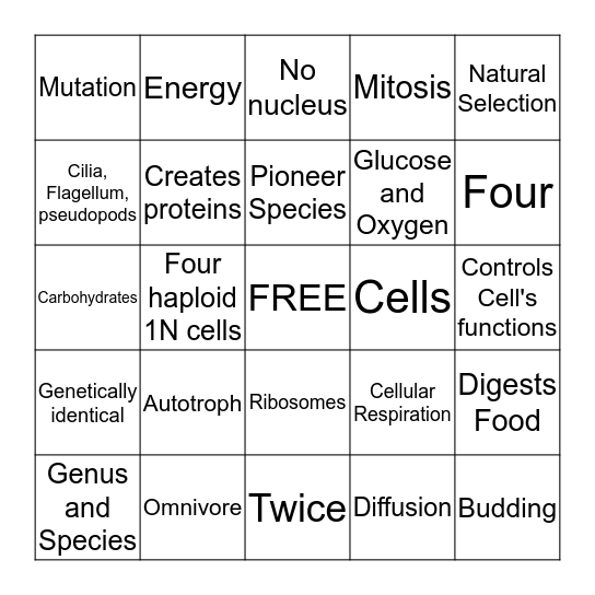 Science Final Bingo 2 Bingo Card