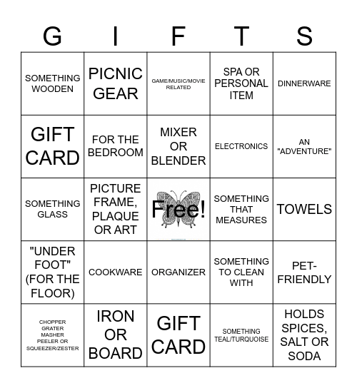 Cassidy's Bridal Bingo Card