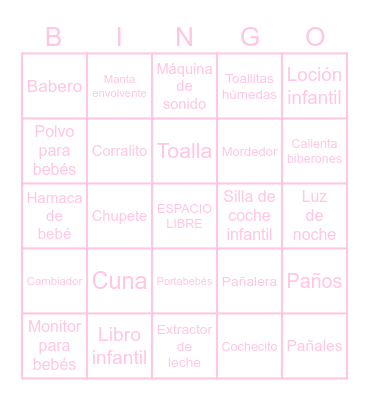 Baby Shower Bingo Card