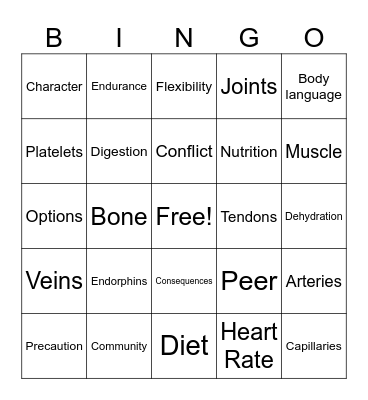 Health Bingo Card