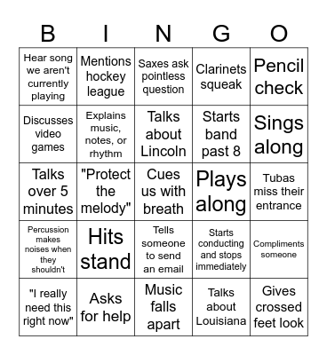 Band Bingo Card