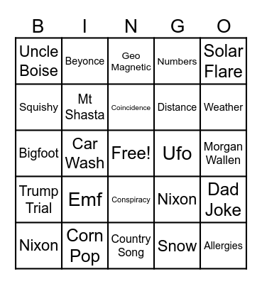 Siskiyou Country Bingo Card