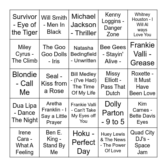 Film Sountracks Bingo Card