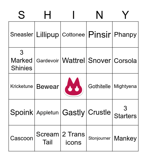 Shiny Bingo Card