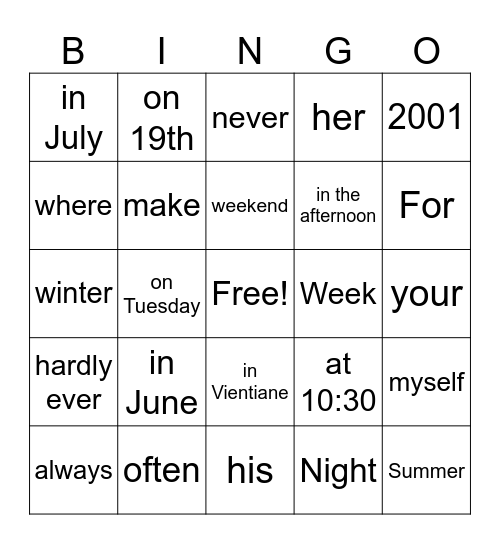 Untitled Bingo Card
