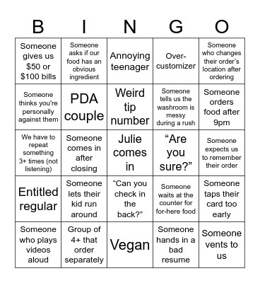 Coffee Culture Bingo Card