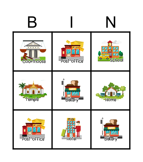 Place In Town Bingo Card