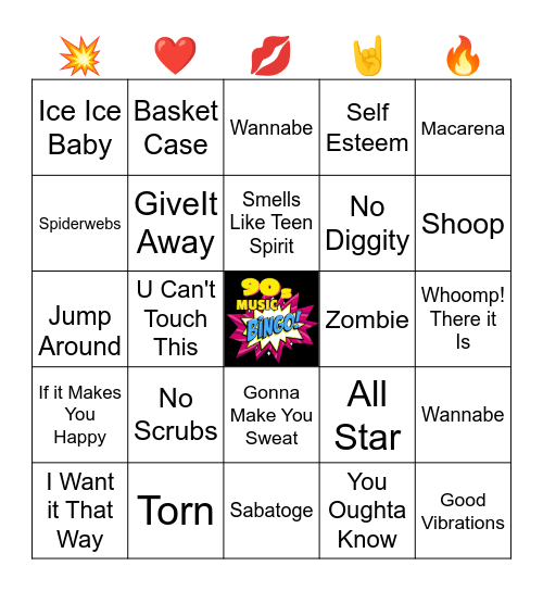 ★ 90s MUSIC BINGO ★ Bingo Card