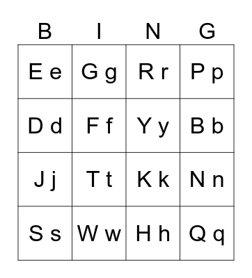 Alphabet Bingo Card