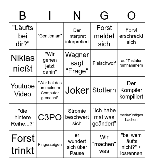 Prgrammieren Bingo Card