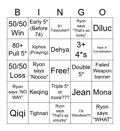 Gamba Bingo Card