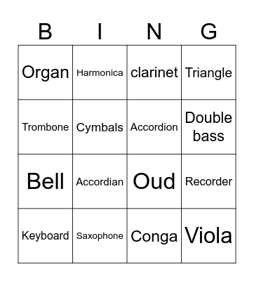 Music Bingo Card