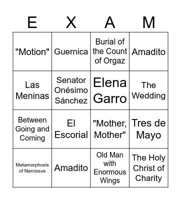 Avery's finals bingo Card