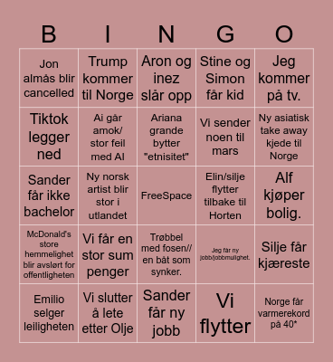 BINGO 2024 Bingo Card