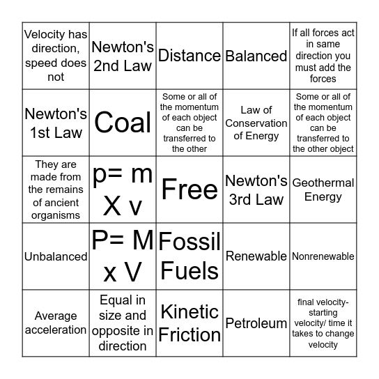 8th Grade Science Bingo 2 Bingo Card