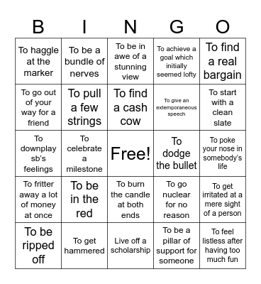 Tuesday C1 Bingo Card