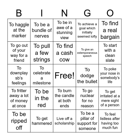 Tuesday C1 Bingo Card