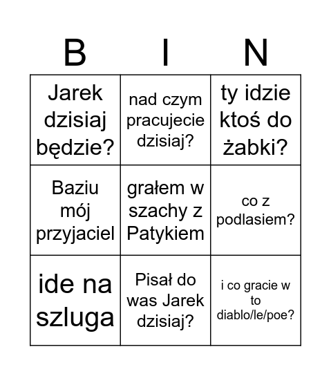 Paweł Bingo Card