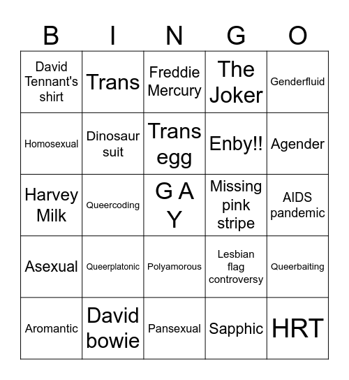 PEGSEQUALS Bingo Card