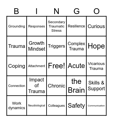 TIC 101 MSSP Bingo Card