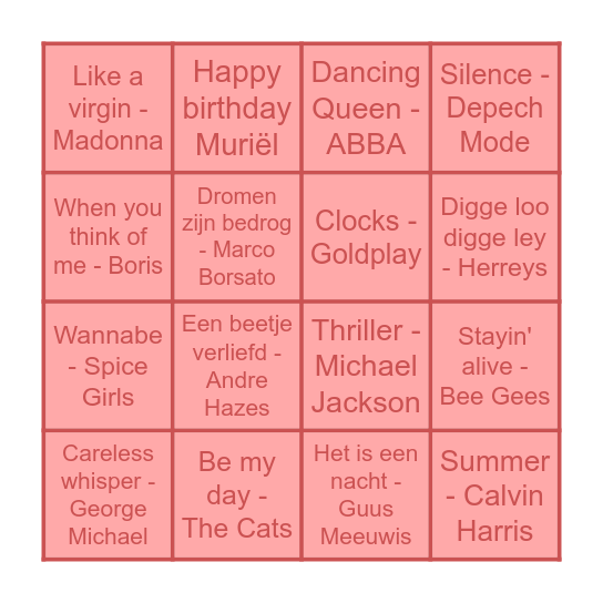 Muriël is 50 jaar bingo Card