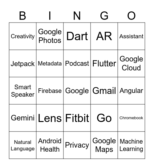Google IO 2024 Bingo Card