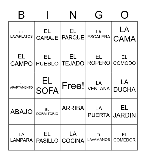 LA CASA Bingo Card