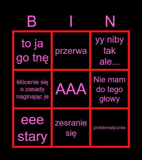 Rivosowe pierdolenie Bingo Card