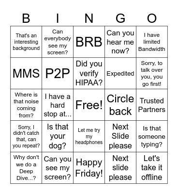 work work work work work! Bingo Card