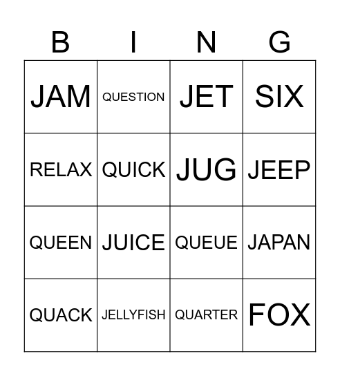 TEAM 2 Bingo Card