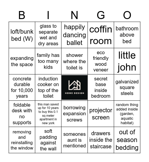 Home Design BINGO Card