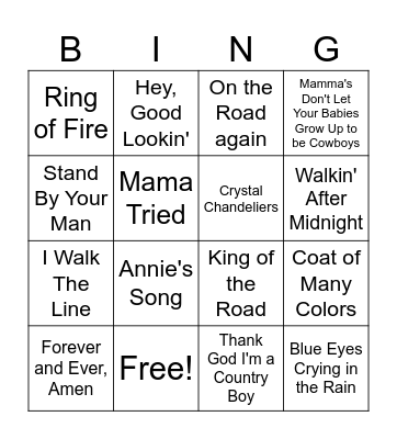Music Bingo Card