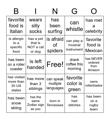 Find Someone Who... Bingo Card
