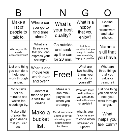 Make Your Own Bingo Card Bingo Card