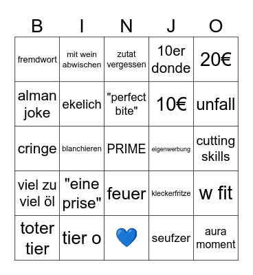 Achtung Kontrolle Binjo Bingo Card