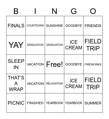 END OF YEAR BINGO Card