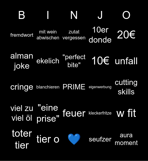 Achtung Kontrolle Binjo Bingo Card