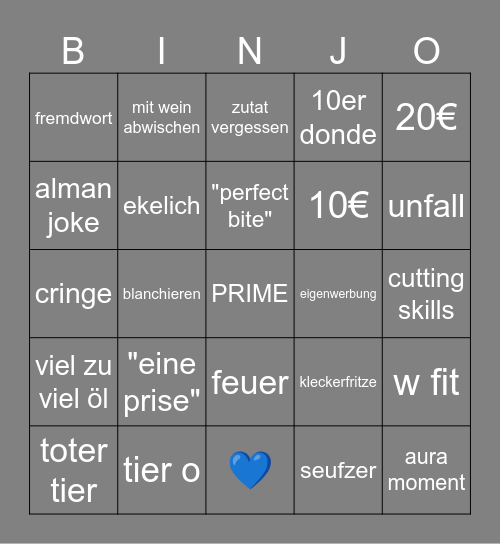 Achtung Kontrolle Binjo Bingo Card